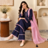 Navy Blue wholesale pakistani dhanak suit (2) Navy Blue wholesale pakistani dhanak suit