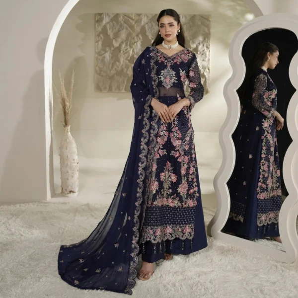 Navy Blue Pakistani Chiffon Suit USA Navy Blue Pakistani Chiffon Suit USA