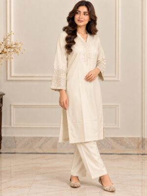 Off-White Pakistani Dhanak Suit Off-White Pakistani Dhanak Suit