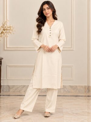 Off-White Pakistani Dhanak Suit Off-White Pakistani Dhanak Suit