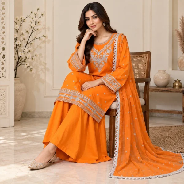 Orange Wholesale Chiffon Suit USA (2) Orange Wholesale Chiffon Suit USA