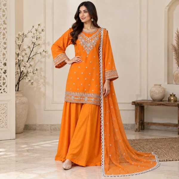Orange Wholesale Chiffon Suit USA Orange Wholesale Chiffon Suit USA
