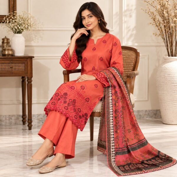 Peach Pakistani Lawn Suit Wholesale (2) Peach Pakistani Lawn Suit Wholesale
