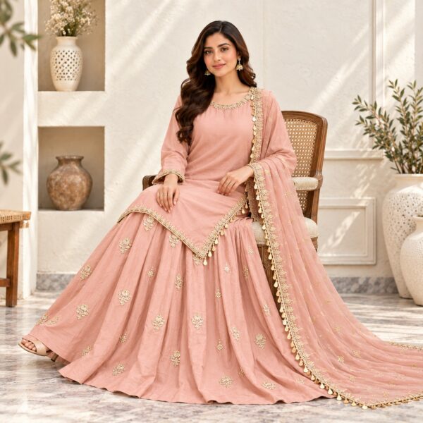 Peach Wholesale Pakistani Party Wear (2) Peach Wholesale Pakistani Party Wear