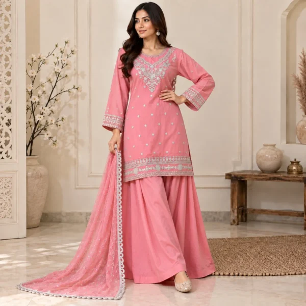 Pink Wholesale Chiffon Suit USA (2) Pink Wholesale Chiffon Suit USA