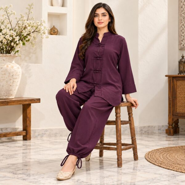 Plum Dhanak Pakistani Suit USA (2) Plum Dhanak Pakistani Suit USA