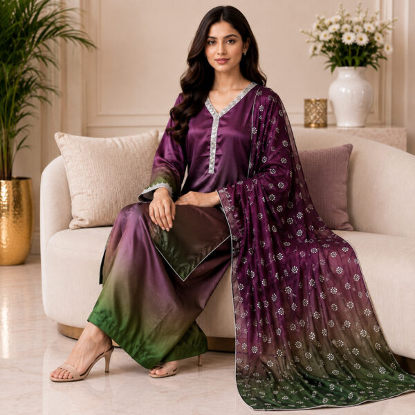 Plum Pakistani Silk Suit USA (2) Plum Pakistani Silk Suit USA