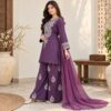Purple Dhanak Pakistani Suit USA (2) Purple Dhanak Pakistani Suit USA