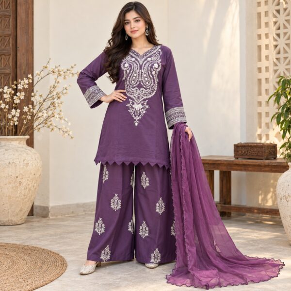 Purple Dhanak Pakistani Suit USA Purple Dhanak Pakistani Suit USA