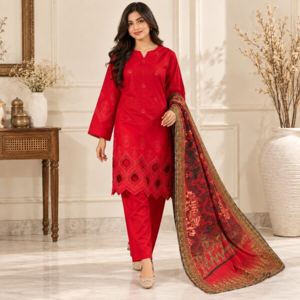Red Wholesale Pakistani Lawn Suit (2) Red Wholesale Pakistani Lawn Suit