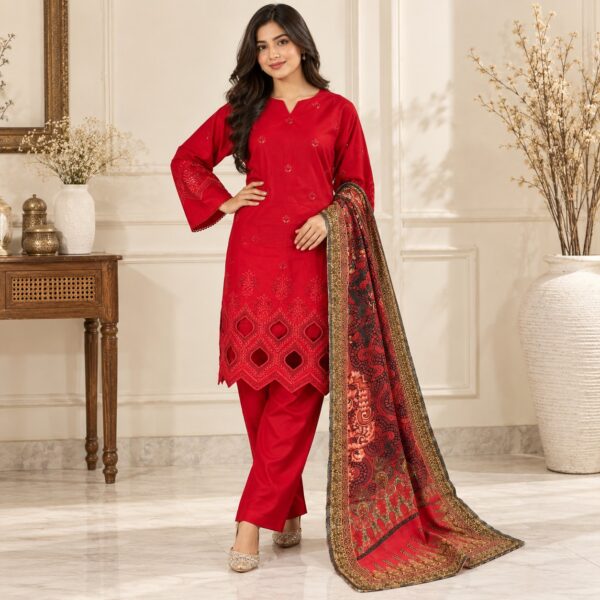 Red Wholesale Pakistani Lawn Suit Red Wholesale Pakistani Lawn Suit