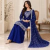 Royal Blue Pakistani Chiffon Suit USA (2) Royal Blue Pakistani Chiffon Suit USA