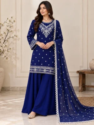 Royal Blue Pakistani Chiffon Suit USA Royal Blue Pakistani Chiffon Suit USA