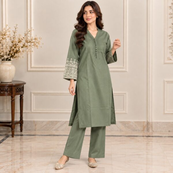 Saga Green Dhanak Pakistani Suit USA Saga Green Dhanak Pakistani Suit USA