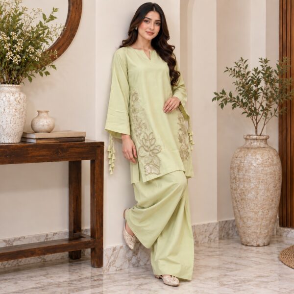 Saga Green Dhanak Pakistani Suit USA (2) Saga Green Dhanak Pakistani Suit USA