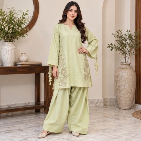 Saga Green Dhanak Pakistani Suit USA Saga Green Dhanak Pakistani Suit USA