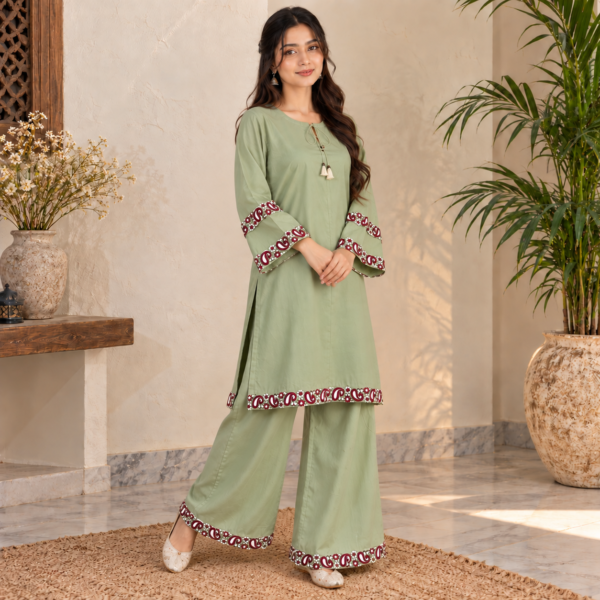 Saga Green wholesale pakistani dhanak suit (2) Saga Green wholesale pakistani dhanak suit