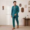 Teal Blue kurta pajama for wedding guest (2) Teal Blue kurta pajama for wedding guest