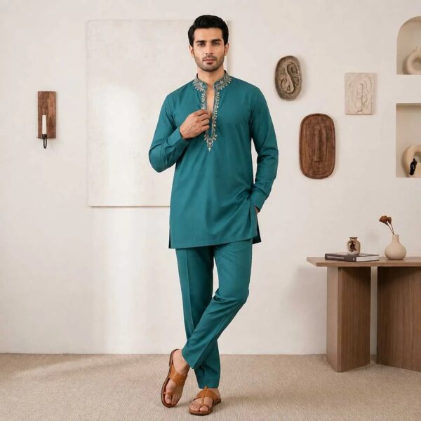 Teal Blue kurta pajama for wedding guest Teal Blue kurta pajama for wedding guest