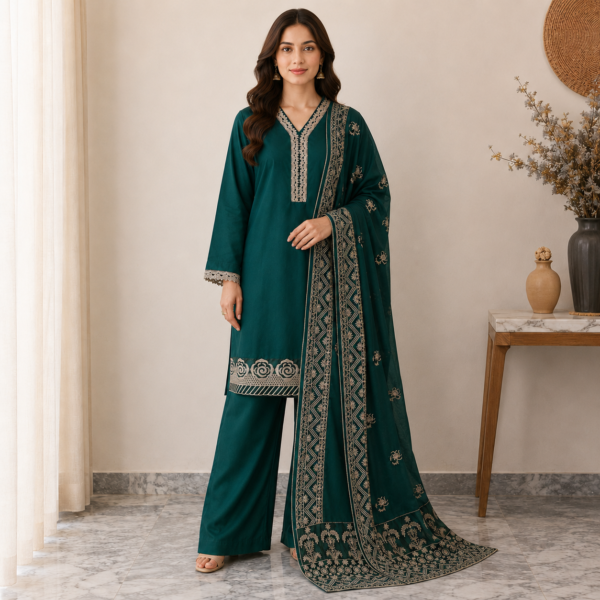 Teal wholesale pakistani dhanak suit (2) Teal wholesale pakistani dhanak suit