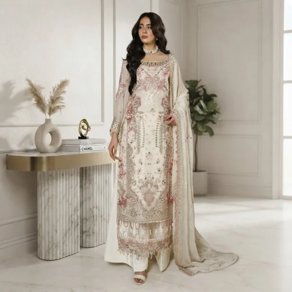 White-Pakistani chiffon suit usa White-Pakistani chiffon suit usa